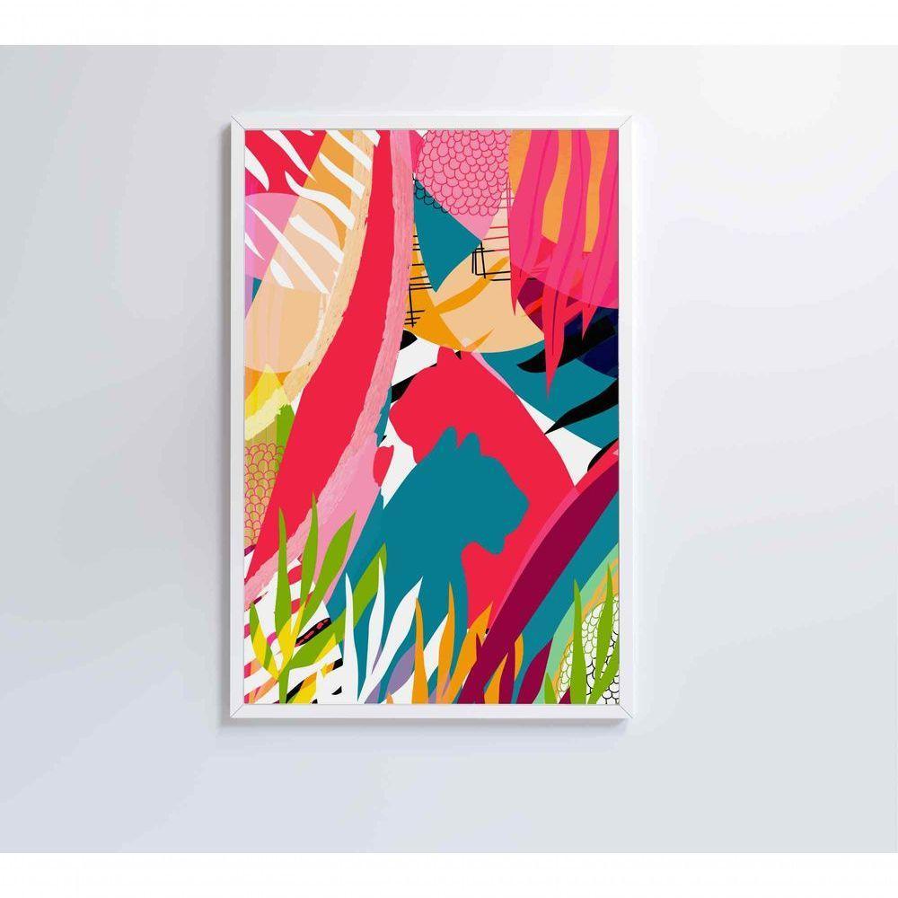 Quadro Pintura Aquarela Tropical 3 60x40 Cm Tecido Canvas - 4