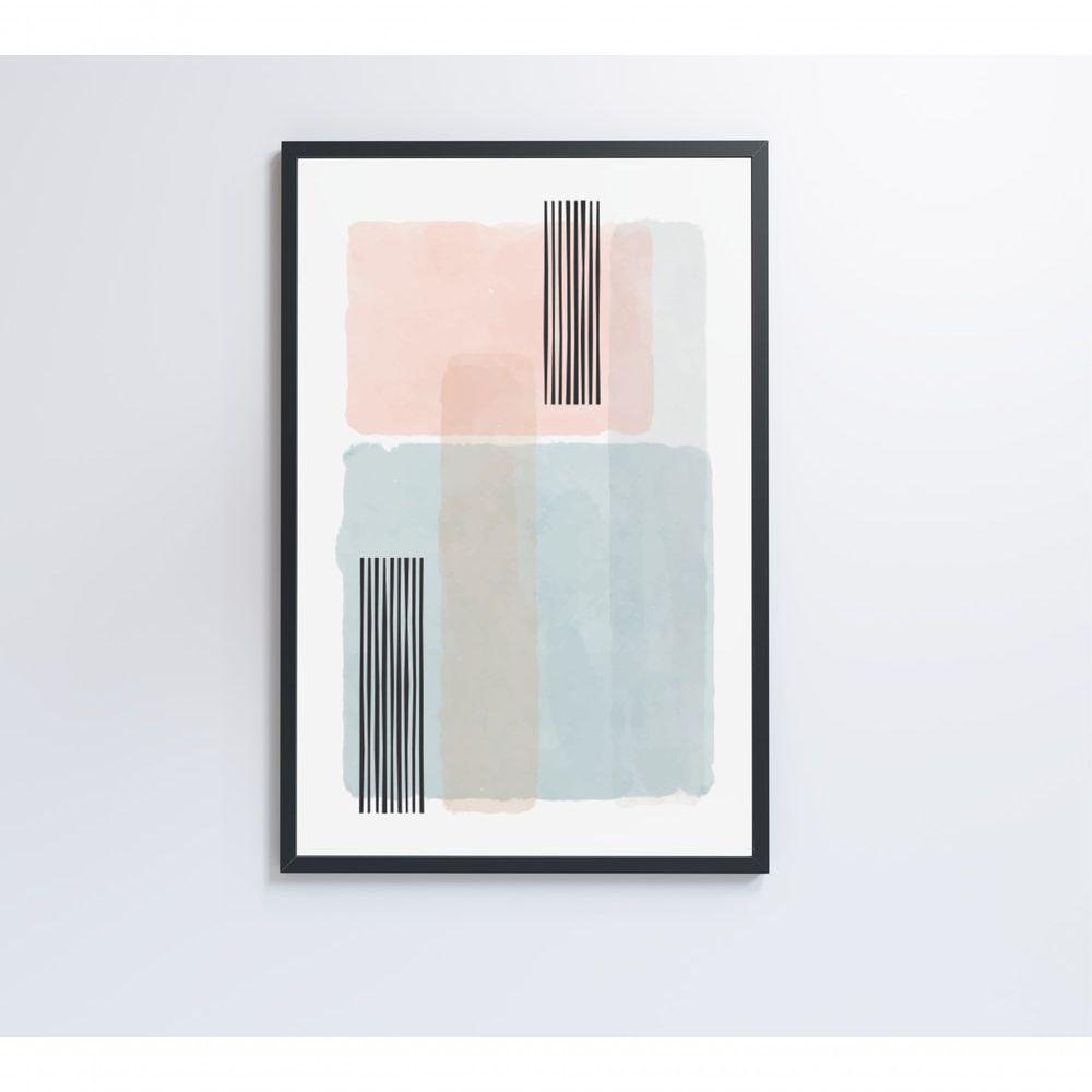 Quadro Abstrato Rosa E Azul 60x90 Cm Vidro Impresso - 2