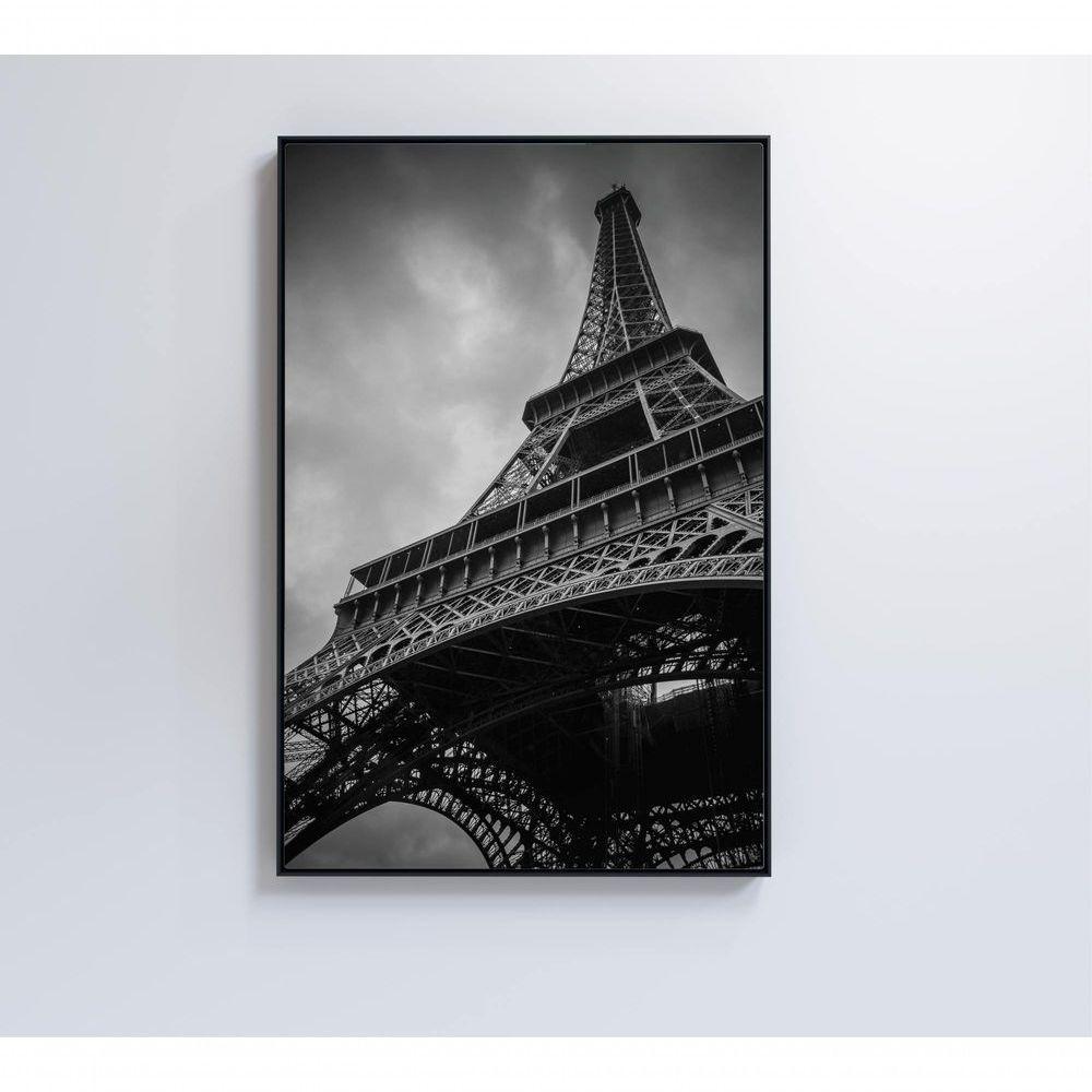 Quadro Torre Eiffel Preto E Branco 40x60 Cm Vidro Impresso - 1