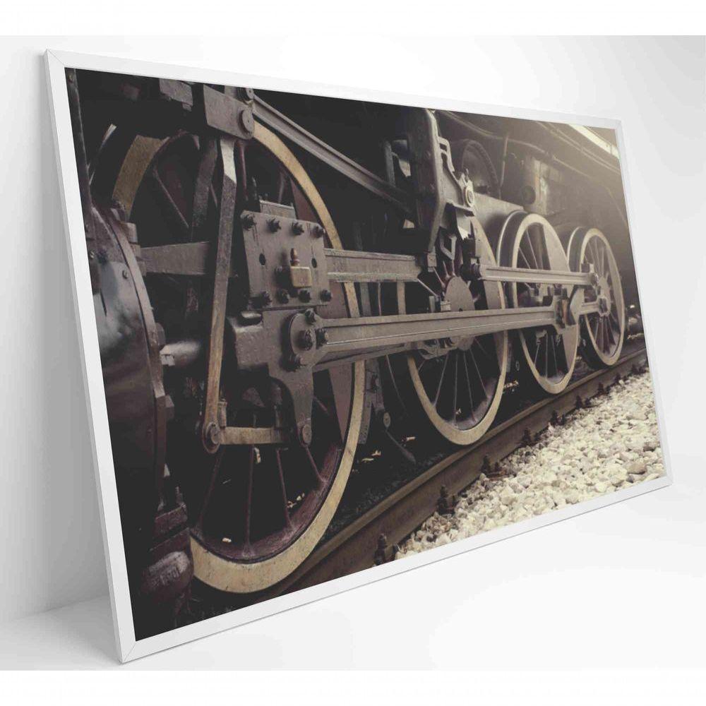 Quadro Rodas Trem Clássico 60x40 Cm Tecido Canvas - 8