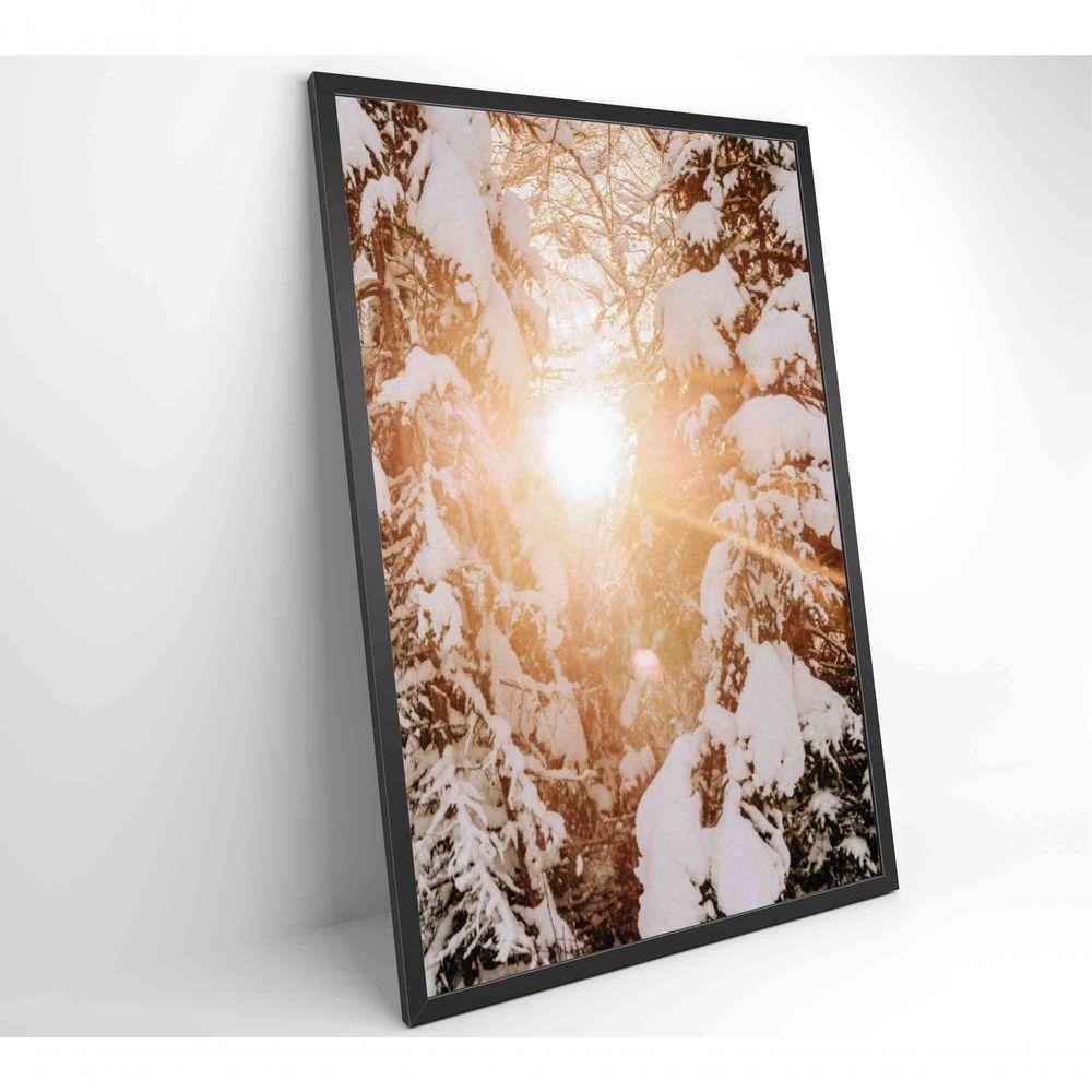 Quadro Nascer Do Sol Na Neve 120x80 Cm Vidro Impresso - 7