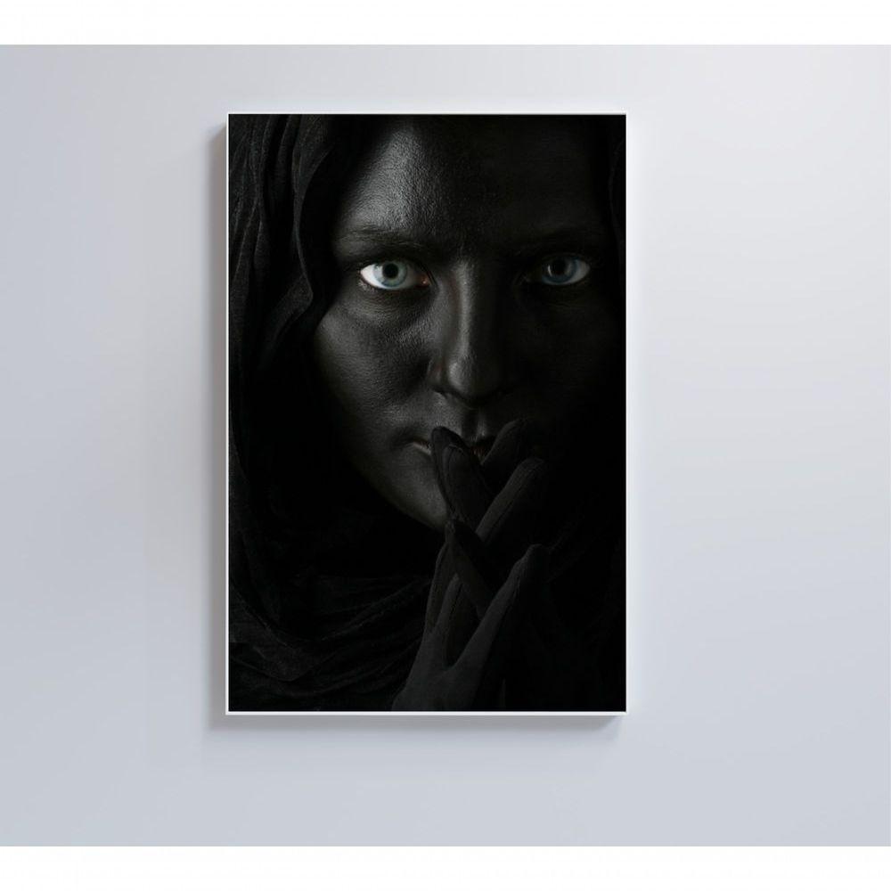 Quadro Mulher Dark Face 60x90 Cm Tecido Canvas - 1