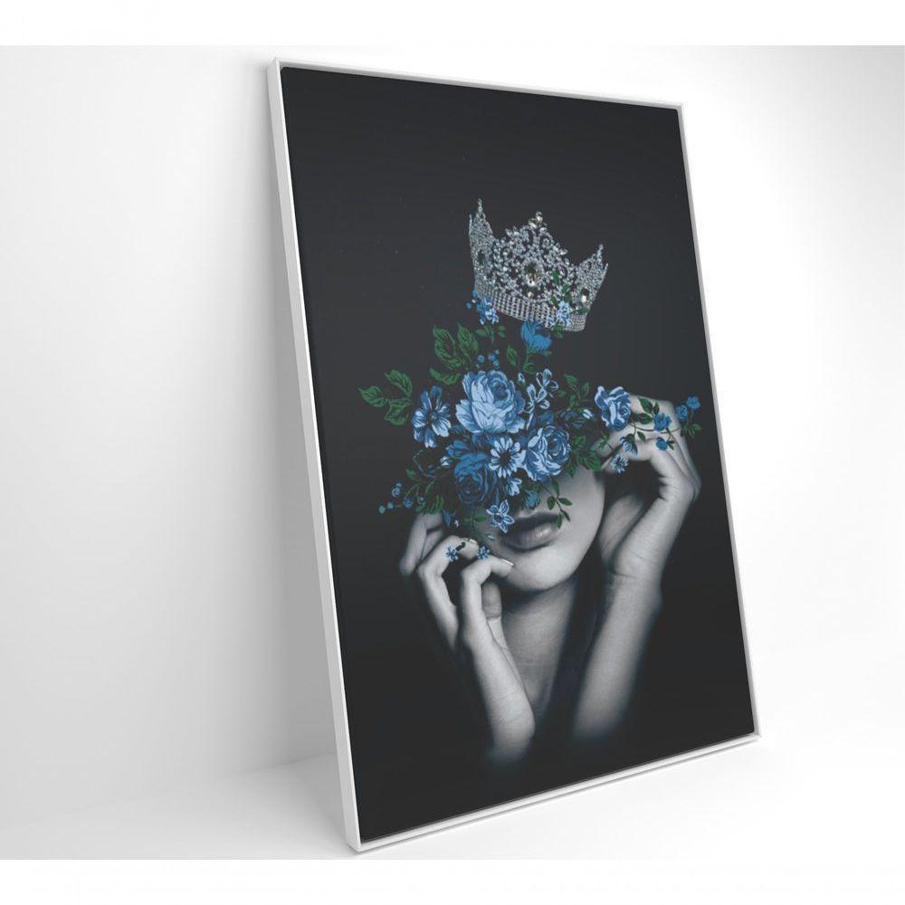 Quadro Mulher Com Coroa E Flores 40x60 Cm Tecido Canvas - 6