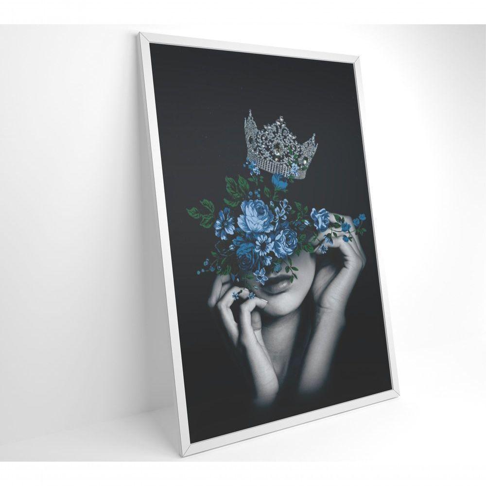 Quadro Mulher Com Coroa E Flores 40x60 Cm Tecido Canvas - 8