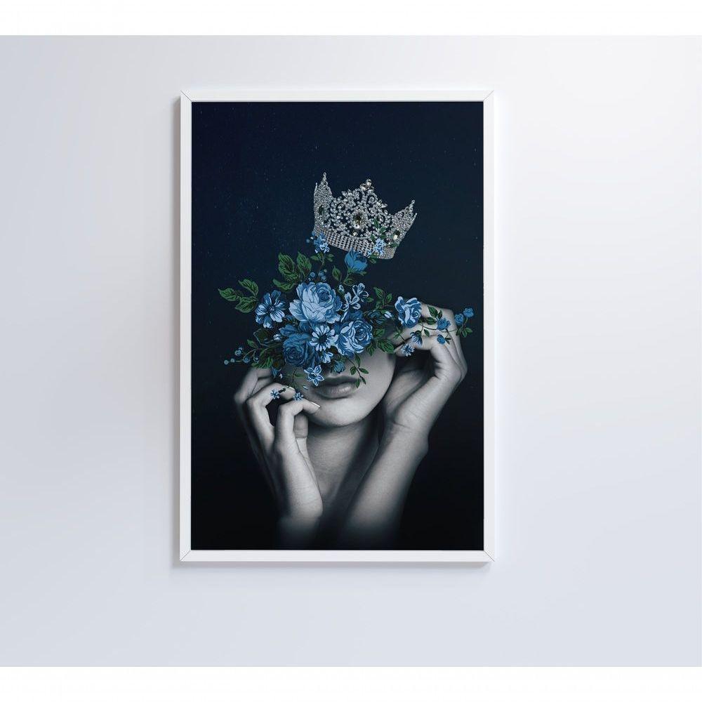 Quadro Mulher Com Coroa E Flores 80x120 Cm Vidro Impresso - 3