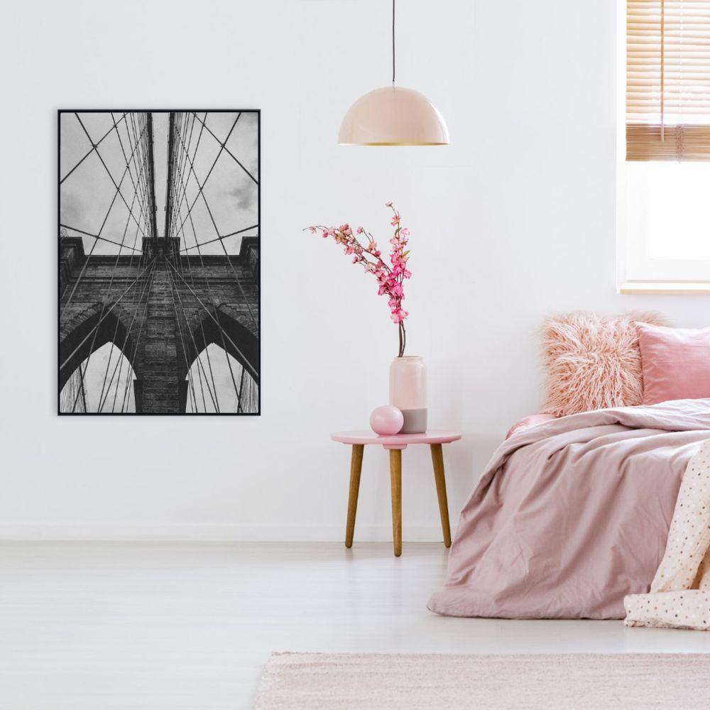Quadro Ponte Do Brooklyn Preto E Branco 80x120 Cm Tecido Canvas - 1