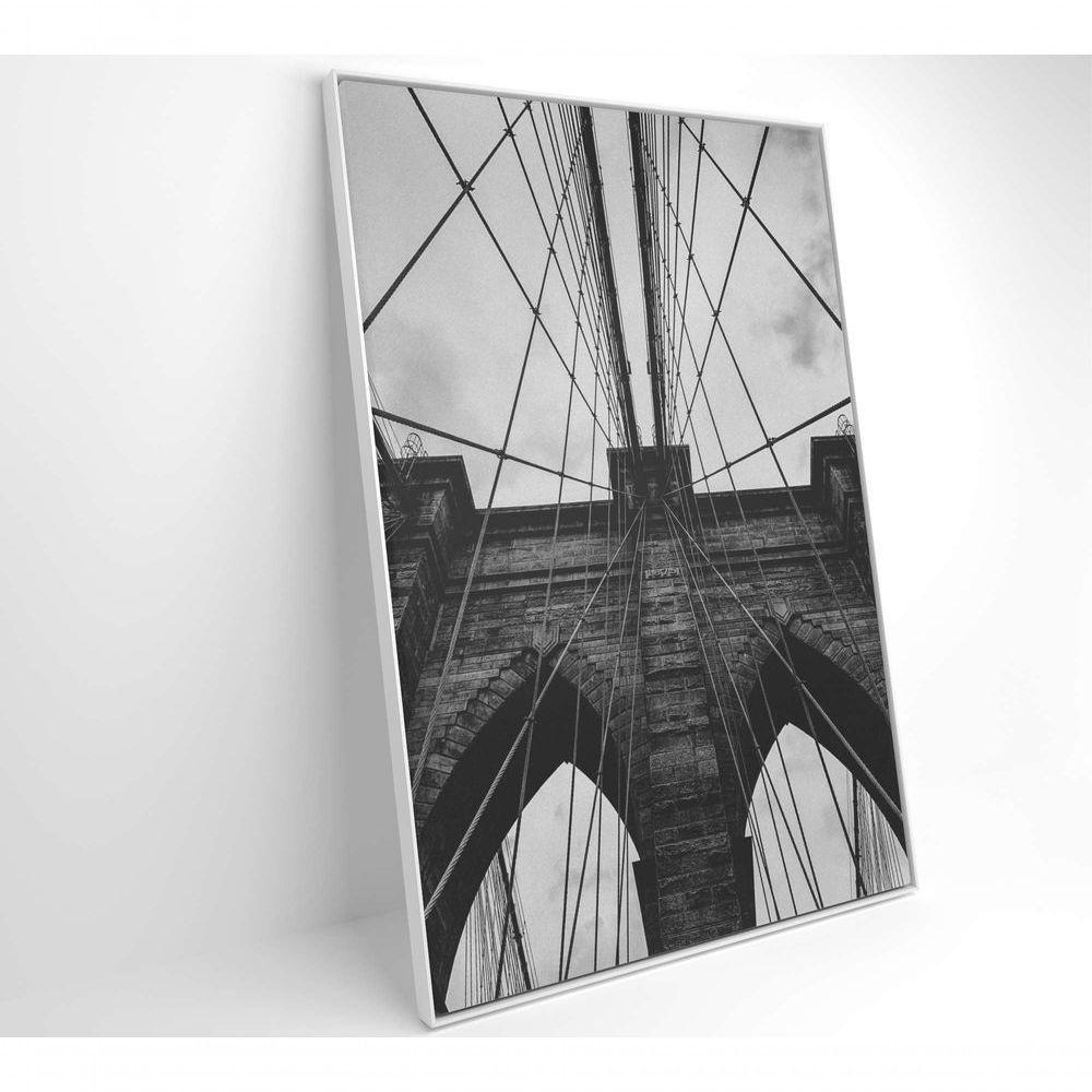 Quadro Ponte Do Brooklyn Preto E Branco 80x120 Cm Tecido Canvas - 3