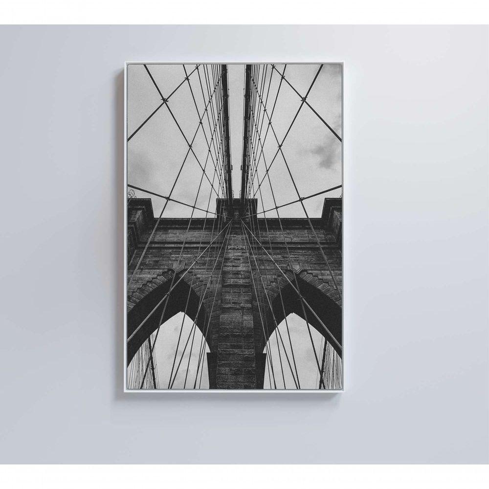 Quadro Ponte Do Brooklyn Preto E Branco 80x120 Cm Tecido Canvas - 4