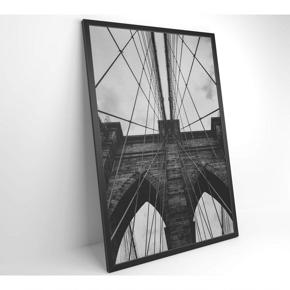 Quadro Ponte Do Brooklyn Preto E Branco 80x120 Cm Tecido Canvas - 5