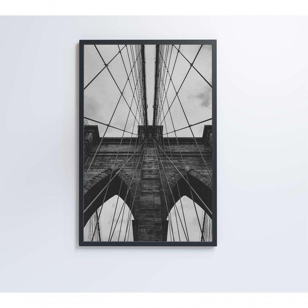 Quadro Ponte Do Brooklyn Preto E Branco 80x120 Cm Tecido Canvas - 6