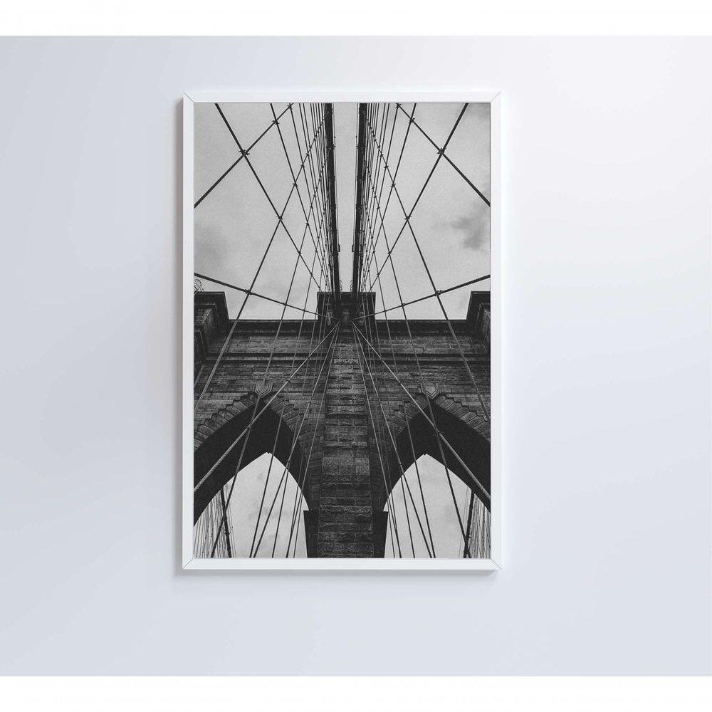 Quadro Ponte Do Brooklyn Preto E Branco 80x120 Cm Tecido Canvas - 8