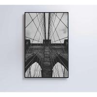 Quadro Ponte Do Brooklyn Preto E Branco 80x120 Cm Tecido Canvas - 2