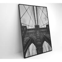 Quadro Ponte Do Brooklyn Preto E Branco 80x120 Cm Tecido Canvas - 9