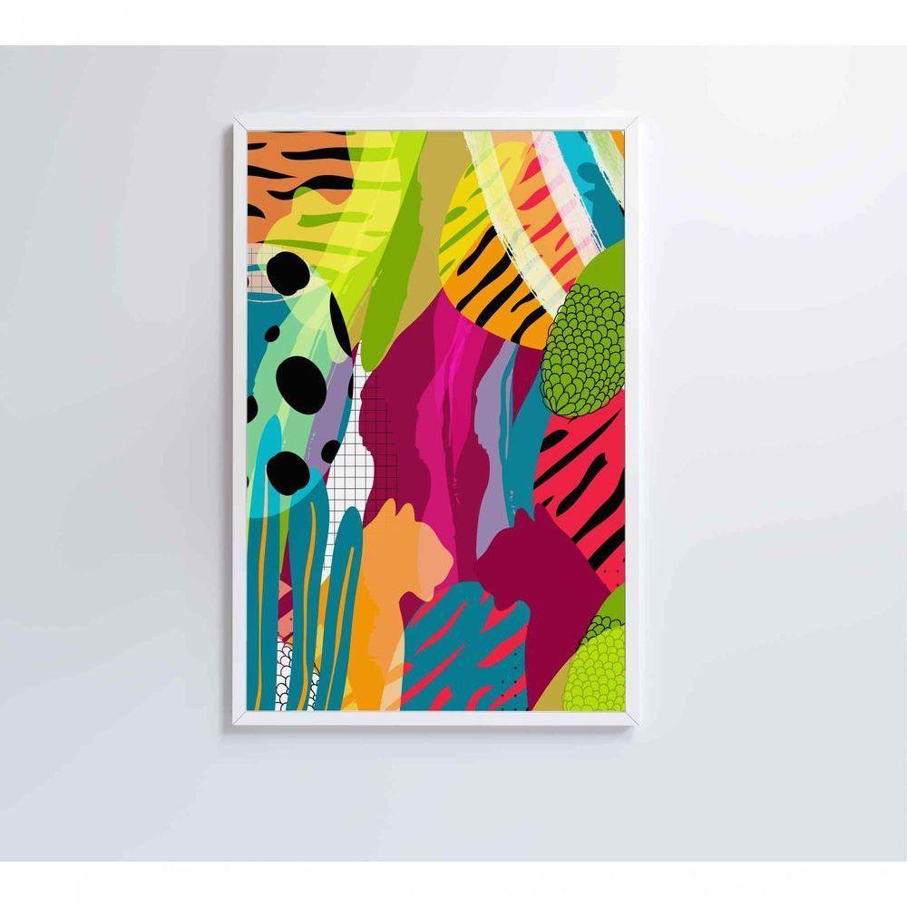 Quadro Pintura Aquarela Tropical 2 60x40 Cm Vidro Impresso - 1