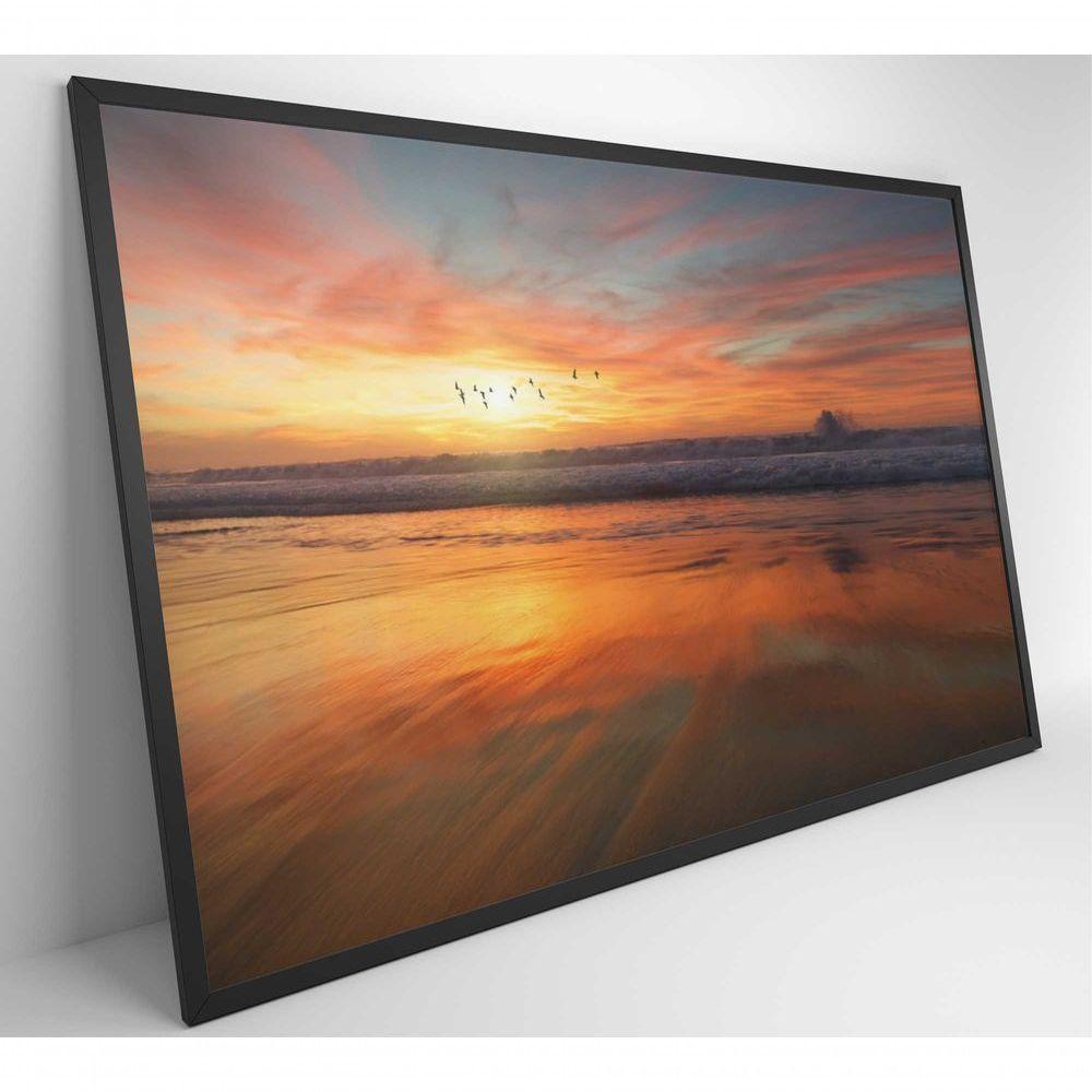 Quadro Litoral No Pôr Do Sol 120x80 Cm Vidro Impresso - 6