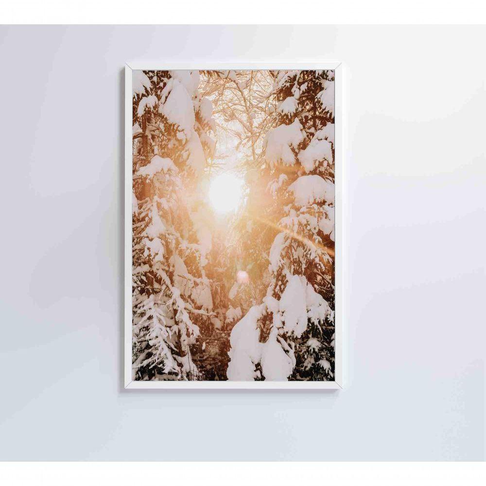 Quadro Nascer Do Sol Na Neve 60x40 Cm Vidro Impresso - 3