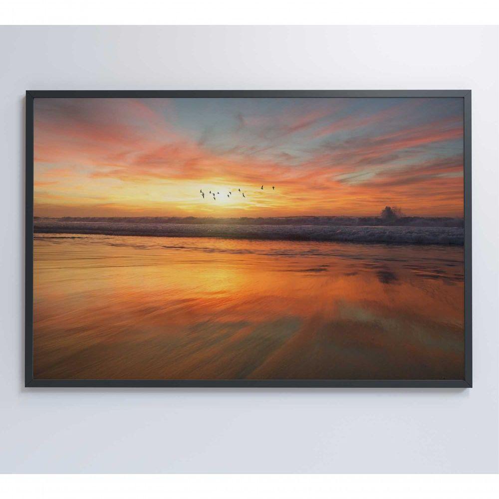 Quadro Litoral No Pôr Do Sol 60x40 Cm Tecido Canvas - 3