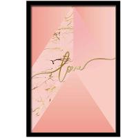 Conjunto Quadros Decorativos 3 Peças 30x45 Mdf Formas Rosa Titulos Moldura Preta - 5