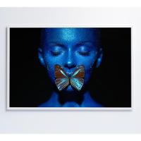 Quadro Mulher Com Borboleta 120x80 Cm Tecido Canvas - 1