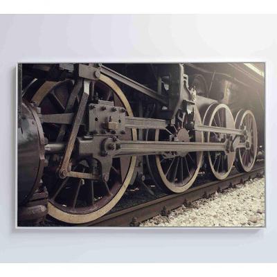 Quadro Rodas Trem Clássico 60x40 Cm Vidro Impresso