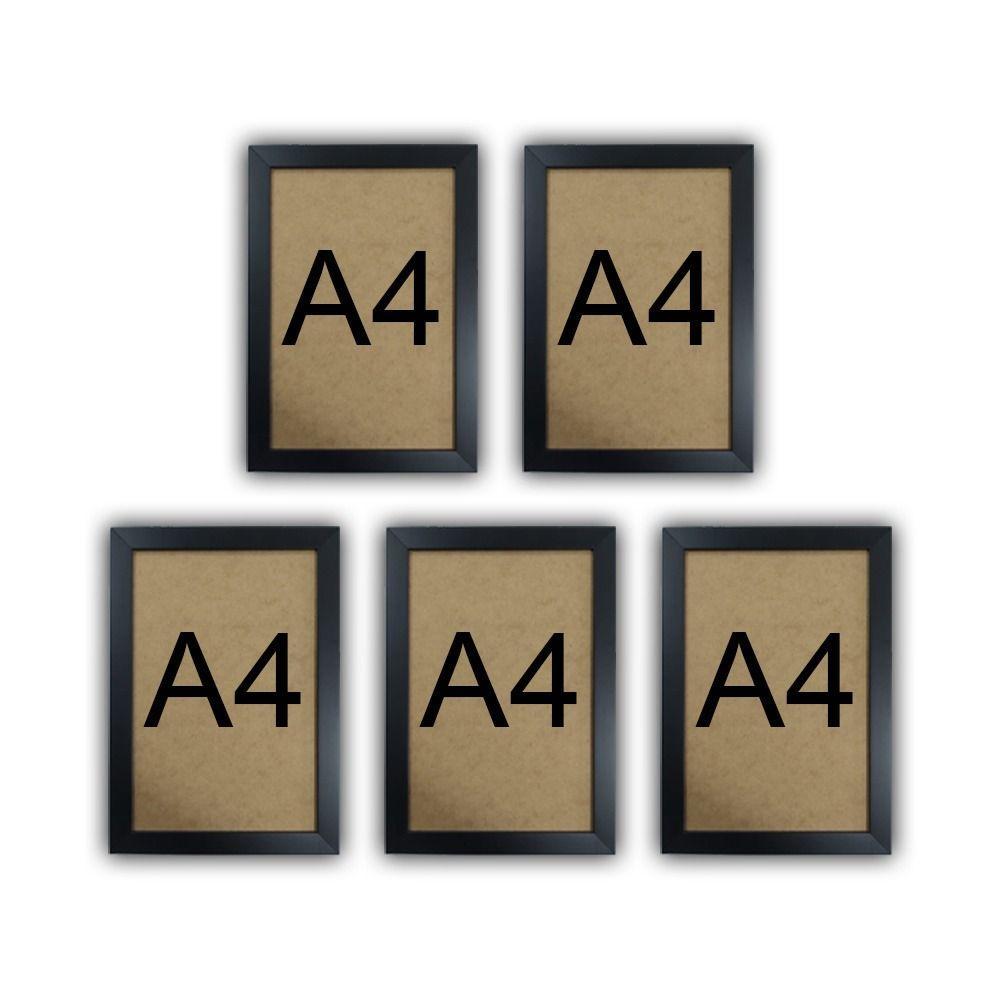 Kit 5 Molduras Quadro Certificado Diploma A4 Com Fundo Mdf - 4