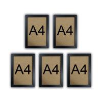 Kit 5 Molduras Quadro Certificado Diploma A4 Com Fundo Mdf