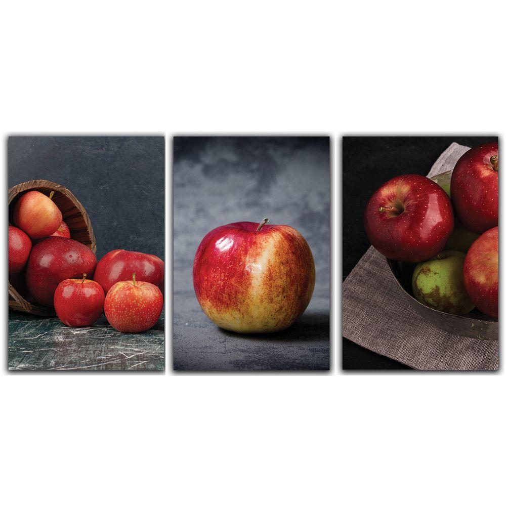 Kit Placas Quadros Decorativos 3 Peças Mdf 20x30 Maçãs - 1