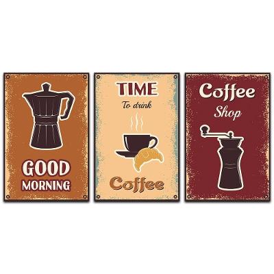Kit Placas Quadros Decorativos 3 Peças 20x30 Café Fazenda