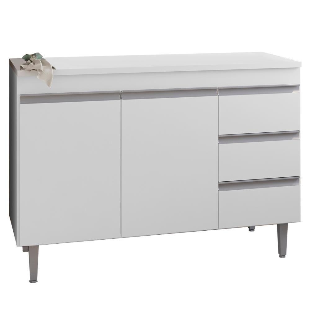 Balcao Com Tampo 100 Cm 2 Portas Andreia Branco Reajl Branco - 1