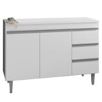 Balcao Com Tampo 100 Cm 2 Portas Andreia Branco Reajl Branco - 1