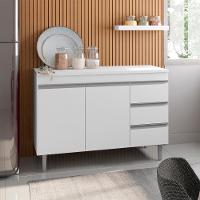 Balcao Com Tampo 100 Cm 2 Portas Andreia Branco Reajl Branco - 3