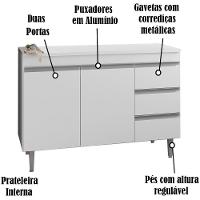 Balcao Com Tampo 100 Cm 2 Portas Andreia Branco Reajl Branco