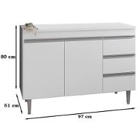 Balcao Com Tampo 100 Cm 2 Portas Andreia Branco Reajl Branco - 7