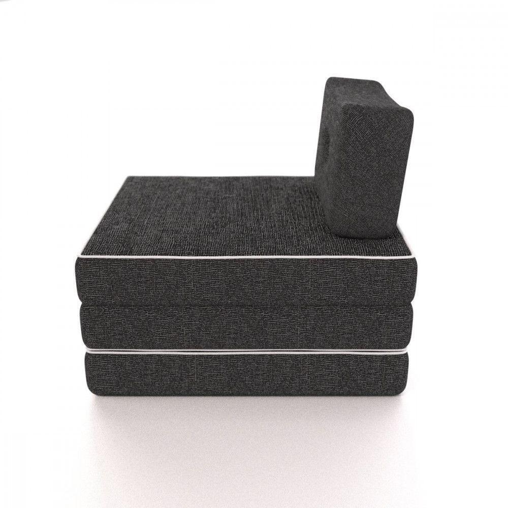 Colchonete Solteiro Pro Dormir Puff Multiuso Com Travesseiro 70x188x12 Grafite Probel Grafite - 5