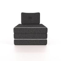 Colchonete Solteiro Pro Dormir Puff Multiuso Com Travesseiro 70x188x12 Grafite Probel Grafite - 2