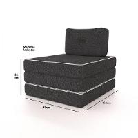 Colchonete Solteiro Pro Dormir Puff Multiuso Com Travesseiro 70x188x12 Grafite Probel Grafite