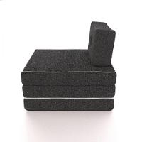 Colchonete Solteiro Pro Dormir Puff Multiuso Com Travesseiro 70x188x12 Grafite Probel Grafite - 5