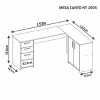 Mesa De Canto Em L Para Escritório Com 2 Gavetas E 3 Portas - 6