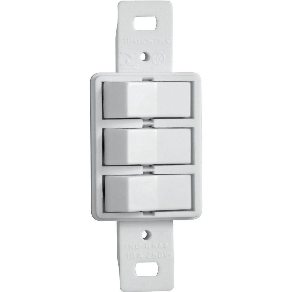 Monobloco 2 Interruptores Simples + 1 Paralelo 10a 250v~ Cor Branco Tramontina - 1