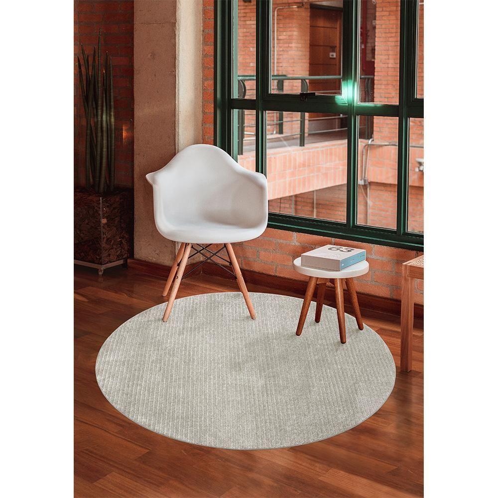 Tapete Para Sala Chevron Prata 1,40m Redondo São Carlos - 5