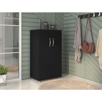 Armário Multiuso Rosana Com 2 Portas 3 Prateleiras Preto - Ajl