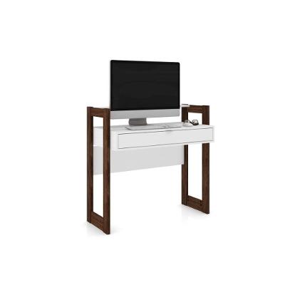 Mesa De Computador Az1007 C/ 1 Gaveta Branco/nogal - Tecno Mobili