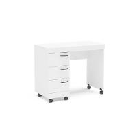 Mesa Escrivaninha Casal Osaka c/ 3 Gavetas e Rodízios Branco - Politorno - 1