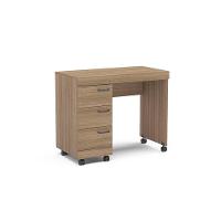 Mesa Escrivaninha Juvenil Osaka c/ 3 Gavetas e Rodízios Castanho - Politorno - 1