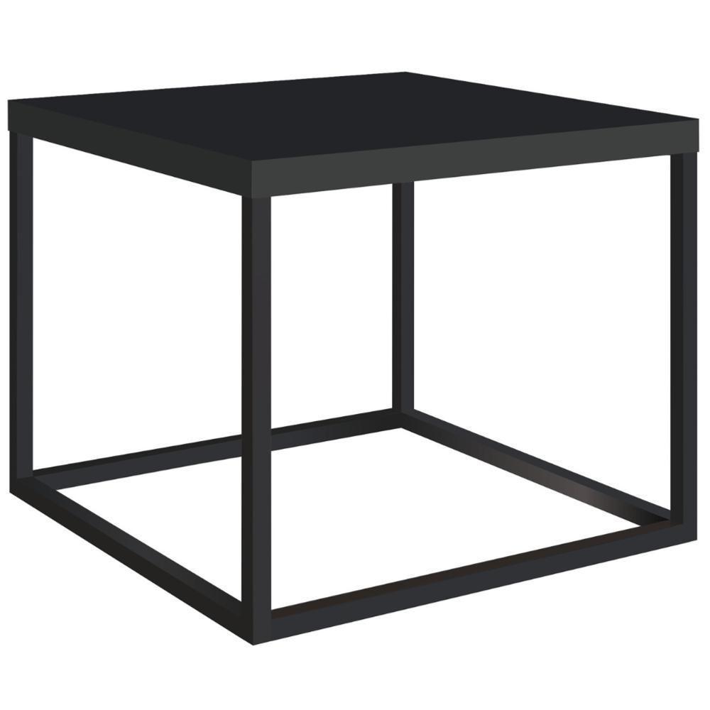 Mesa Lateral Quadrada Cube Artesano 32,5 Cm (altura) Em Mdp Bp Estrutura Preta Em Aço Preto Fosco - 1