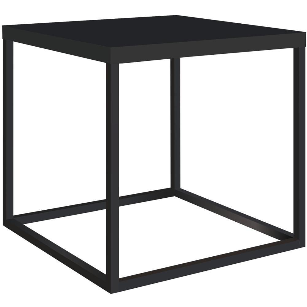 Mesa Lateral Quadrada Cube Artesano 38 Cm (altura) Em Mdp Bp Estrutura Preta Em Aço Preto Fosco - 1