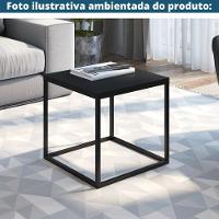 Mesa Lateral Quadrada Cube Artesano 38 Cm (altura) Em Mdp Bp Estrutura Preta Em Aço Preto Fosco - 2