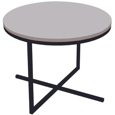 Mesa Lateral Redonda Volpi Artesano 36 Cm (altura) Em Mdp Bp Estrutura Preta Metálica Em Aço Branco