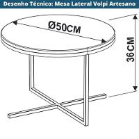 Mesa Lateral Redonda Volpi Artesano 36 Cm (altura) Em Mdp Bp Estrutura Preta Metálica Em Aço Branco - 5