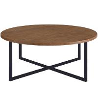 Mesa De Centro Redonda Artesano 70 Cm (largura) Em Mdp Bp Estrutura Preta Metálica Em Aço Vermont - 1